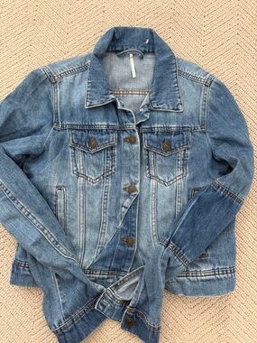 Free People Faded Light Blue Denim Jacket